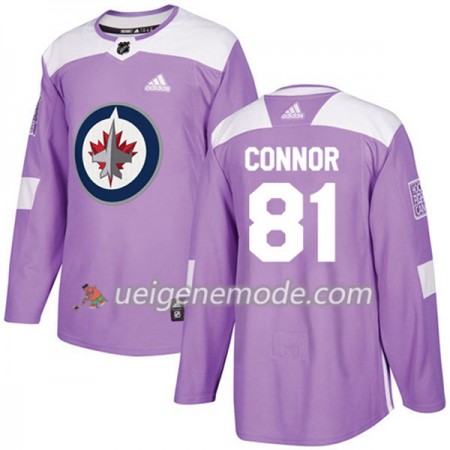 Herren Eishockey Winnipeg Jets Trikot Kyle Connor 81 Adidas 2017-2018 Lila Fights Cancer Practice Authentic